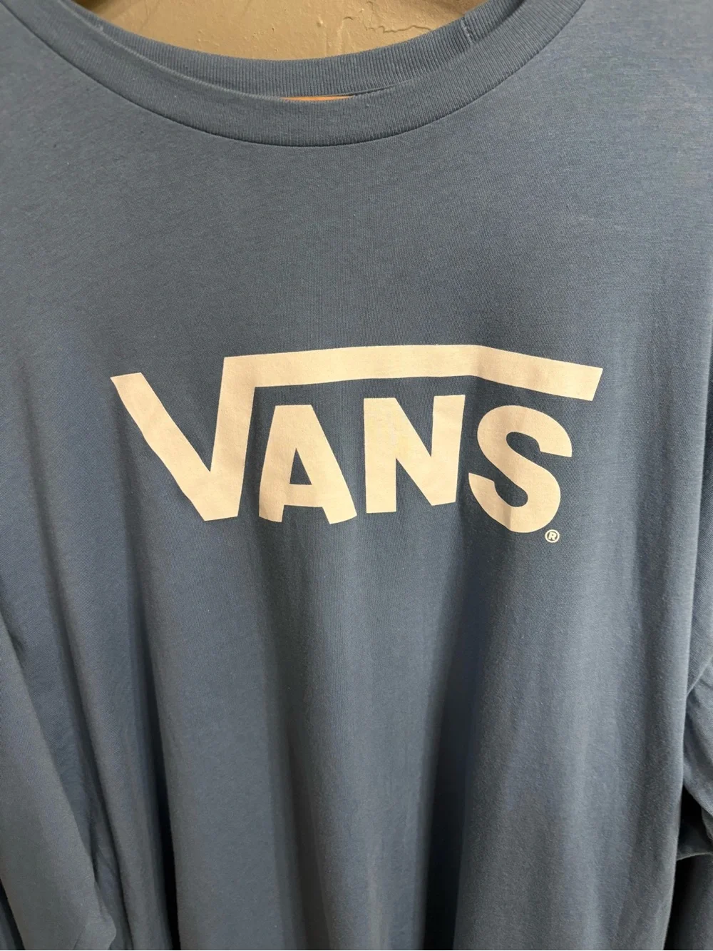 Vans Men's Crewneck Logo Long Sleeve - Slate Blue with White Logo